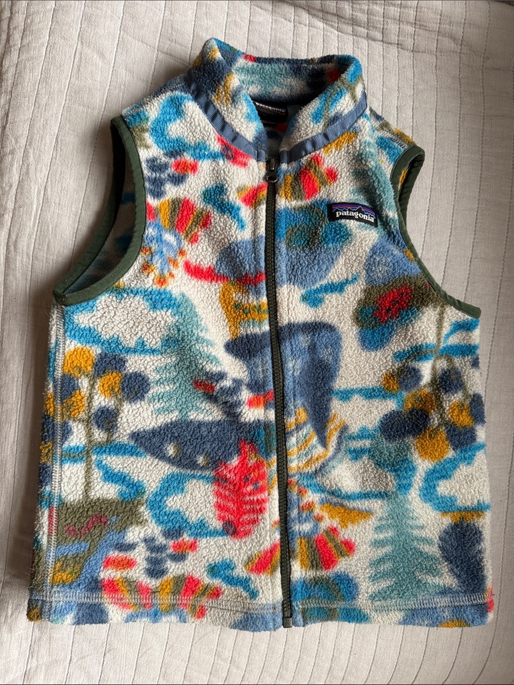 Patagonia kids Multicolor Fleece Vest — Cream, Blue, Red, Yellow